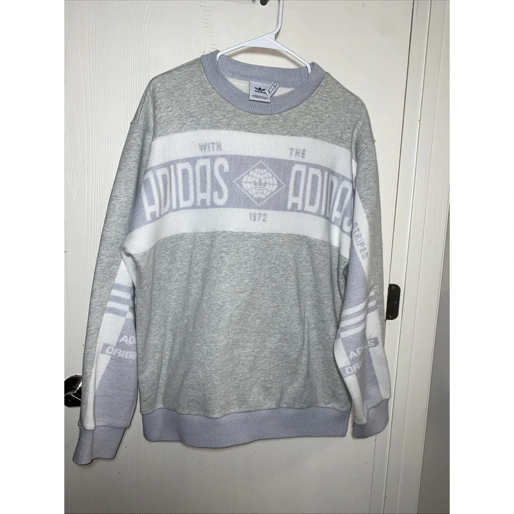 Adidas Originals Real Scarf Crew‎ Casual Sports Round Neck Pullover Grey XL